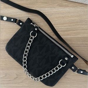 Michael Kors Black Logo Canvas Waist Belt Bag